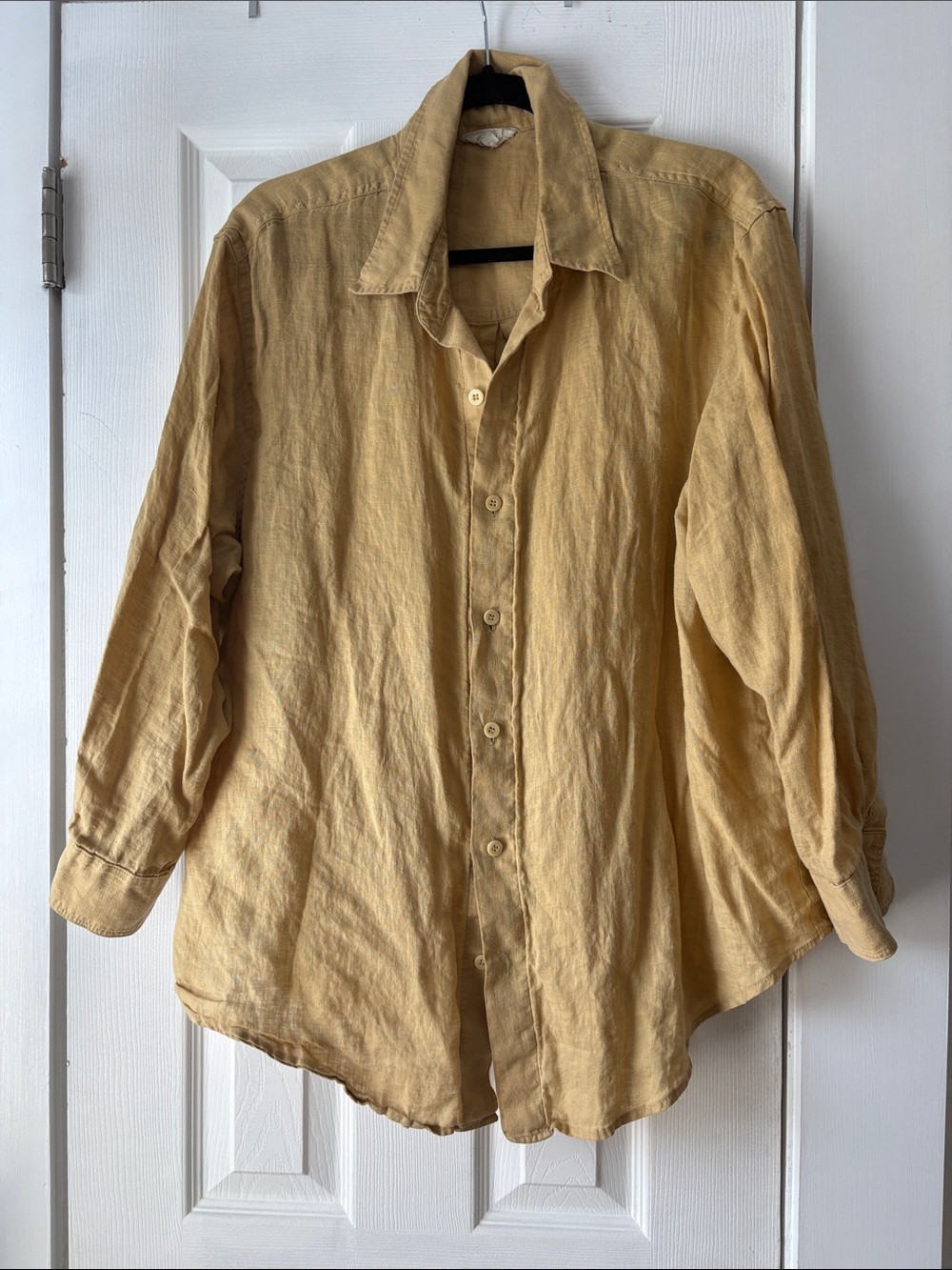 OZMA Vija Linen Button-Up Shirt in Hay